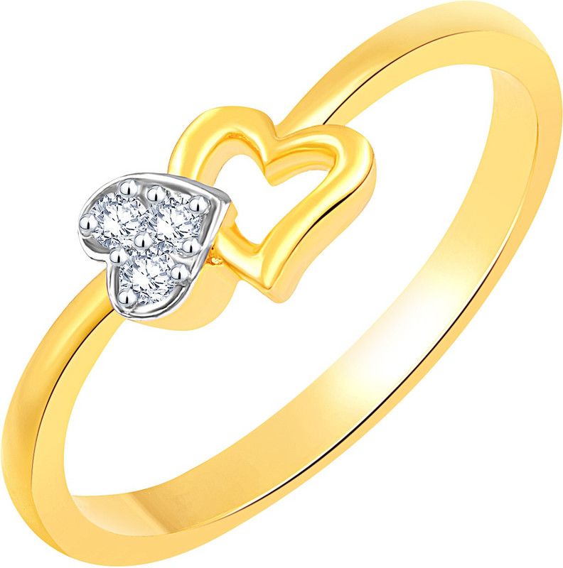 Couple Bonded Heart Alloy, Brass Cubic Zirconia Gold Plated Ring