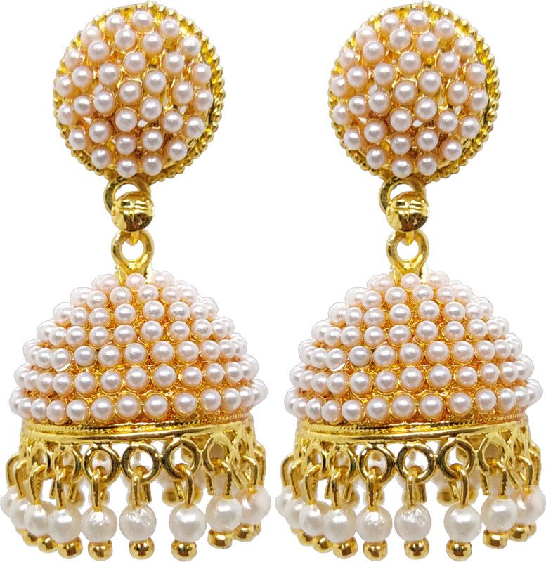 Kwickk Traditional Ethnic Casual Pearl studded jhumka earrings for women Alloy, Brass Jhumki Earring