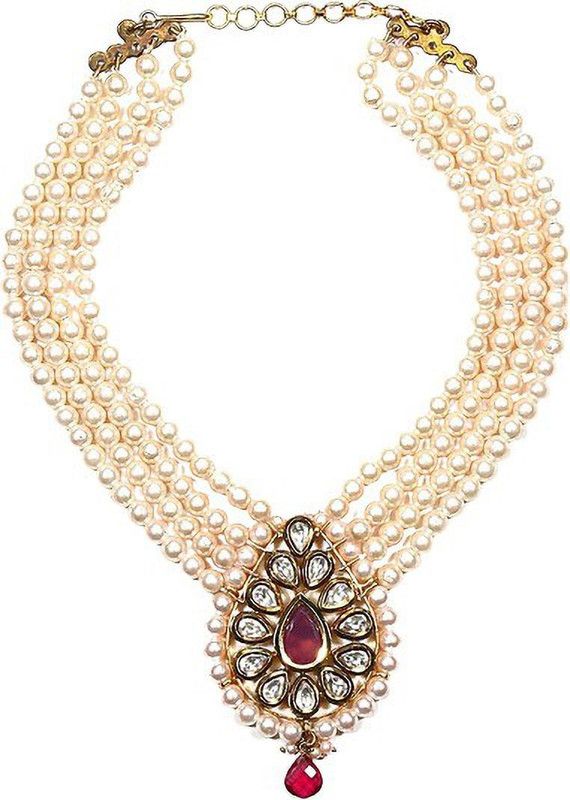 Brass Gold, Red Jewel Set  (Pack of 1)