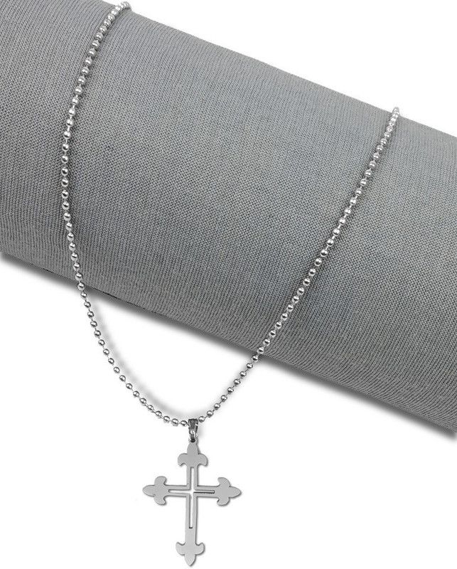 JAR0377-01 Lord Holy Jesus Cross Christian Isa Masih Pendant Locket Necklace Silver Stainless Steel