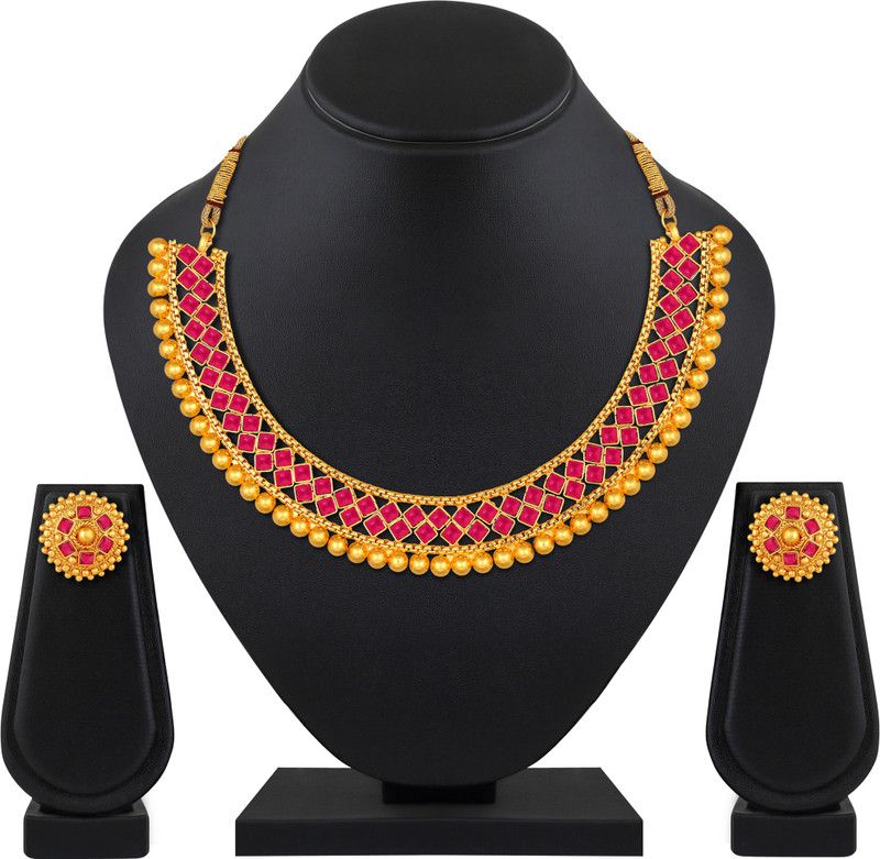 Copper Copper Pink, Gold Jewel Set  (Pack of 1)