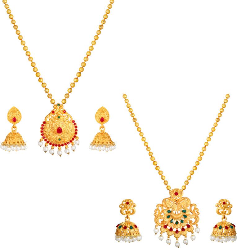 Alloy Gold-plated Multicolor Jewel Set  (Pack of 2)