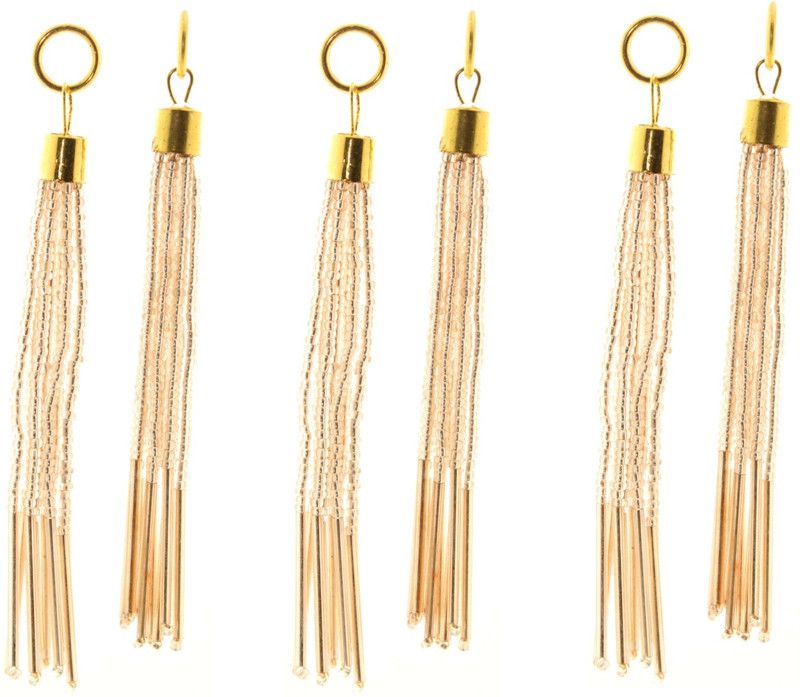 Fashionhaat Stylish and Ethnic Acrylic Rose Gold Pearls Tassel Women's Ethnic Work Hanging Rose Gold Latkan for Saree Blouse Dupatta Lehenga Gowns (Set of 3 pairs) (Rose Gold) Brooch  (Beige)