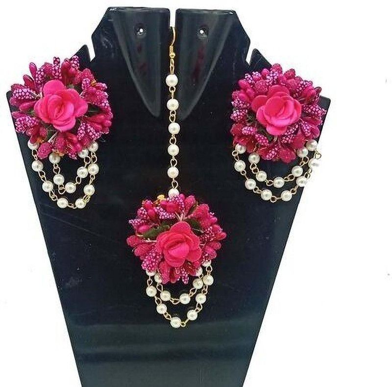 Fabric Jewel Set  (Pink)