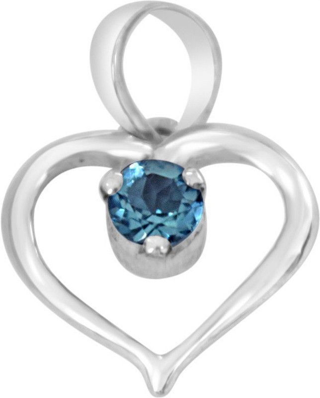 Prince of My Life Heart Shaped Blue Topaz & 925 Sterling Silver Pendant with 18 IN Chain (SDP409) Rhodium Topaz Sterling Silver Pendant
