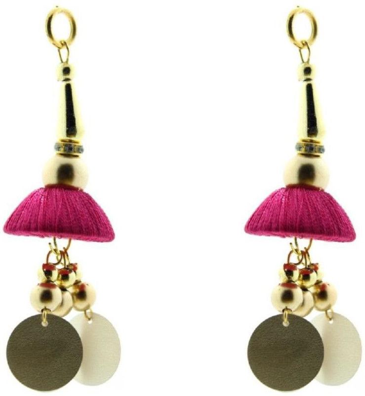 Fashionhaat Stylish Women's Magenta Silk Thread Ethnic Work Dome shaped Hanging Latkan for Saree Blouse Dupatta Lehenga Set of 2 Brooches (Magenta & Golden) Brooch  (Purple)