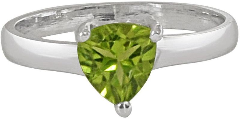 1.00 cts Trillion Green Solitaire Peridot 925 Silver Ring for Girls Sterling Silver Peridot Ring
