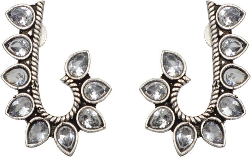 German Silver Oxidized American Diamond Whitestone Color Stud Earrings German Silver Stud Earring