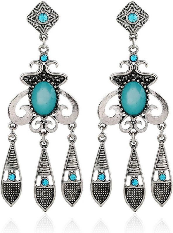 Tribal Stands Moonstone Stone, Alloy Drops & Danglers