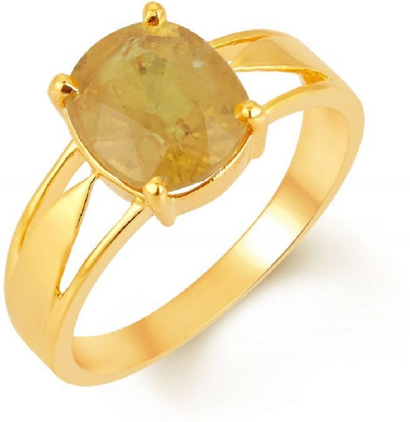 Pukhraj / Natural yellow Sapphire ring With Natural Stone Stone Sapphire Copper Plated Ring