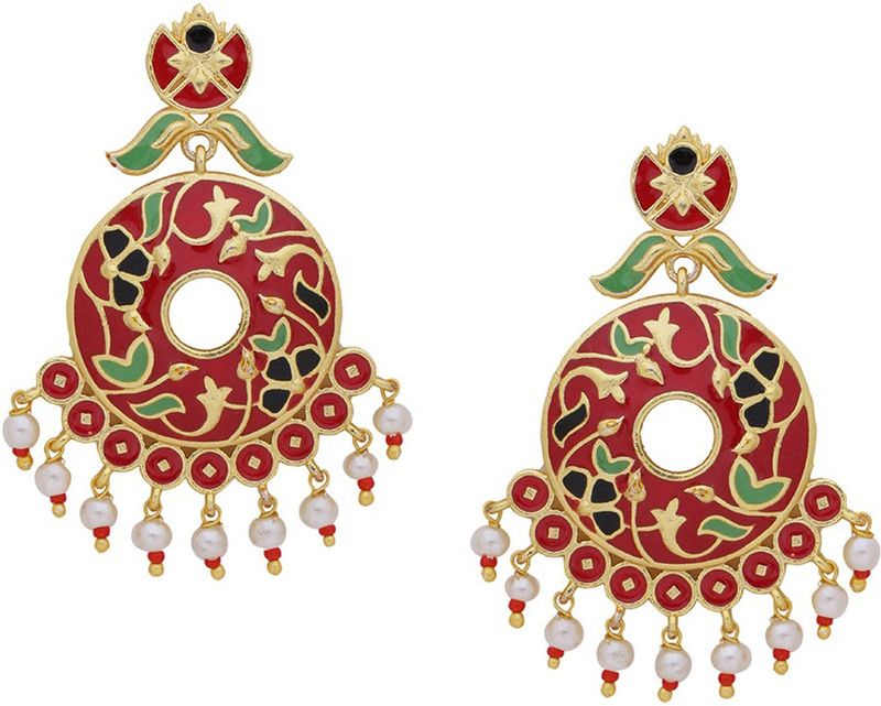 Tahira Glorious Red Stylish Earrings Brass Drops & Danglers