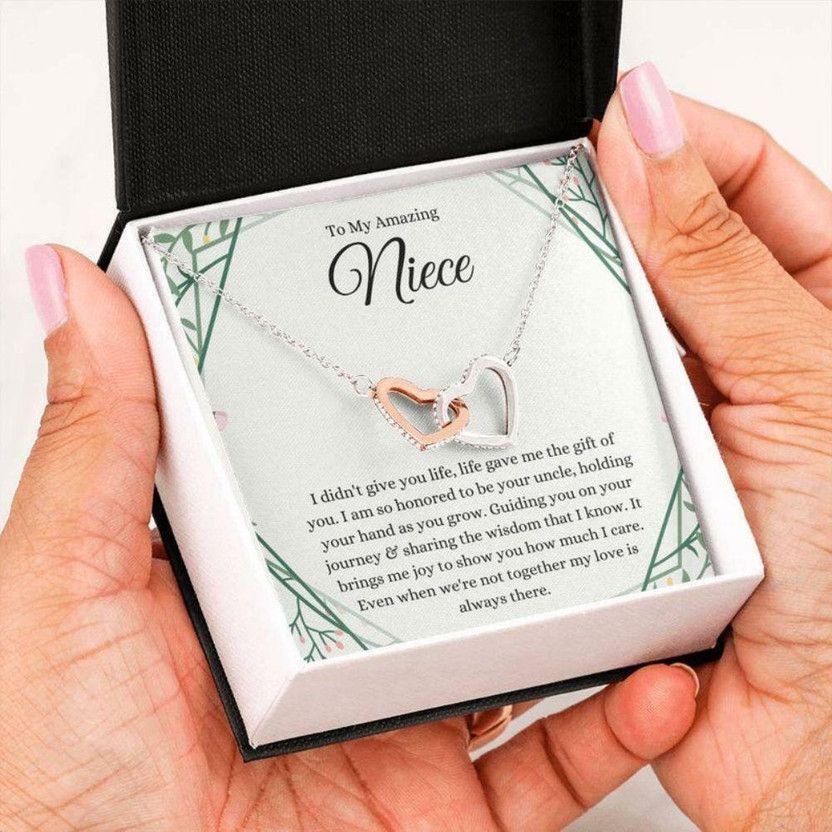 To My Niece Necklace Gift From Uncle, Niece Necklace, Niece Christmas Gift Zircon Silver Pendant Set