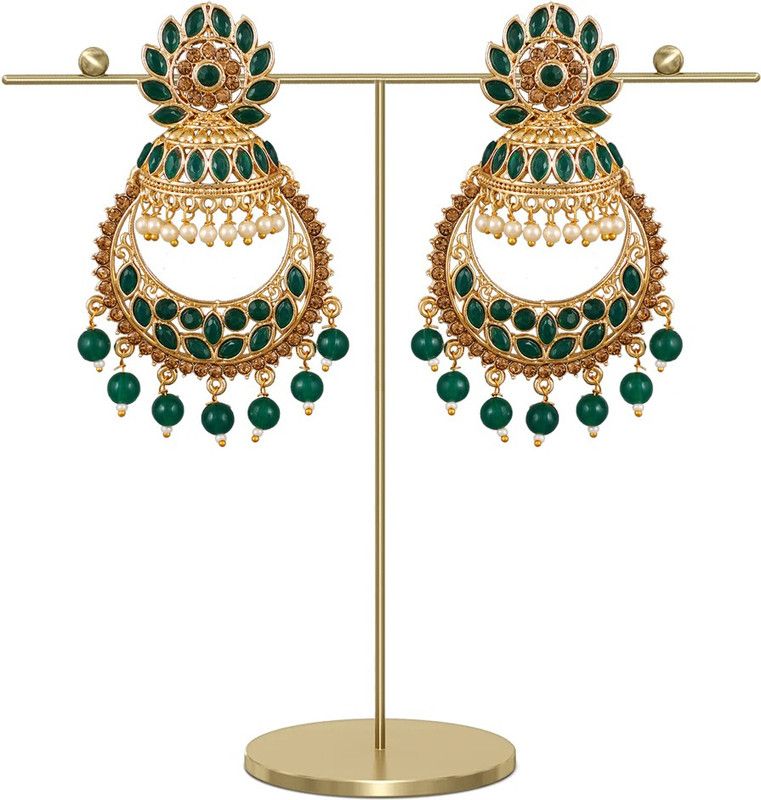 Graceful Gold Plated Jhumki With Chandbali Earring For Women Alloy Chandbali Earring