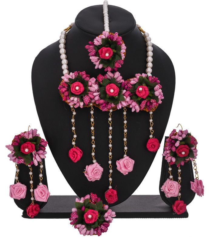 Fabric Pink, Pink, Gold Jewel Set  (Pack of 1)