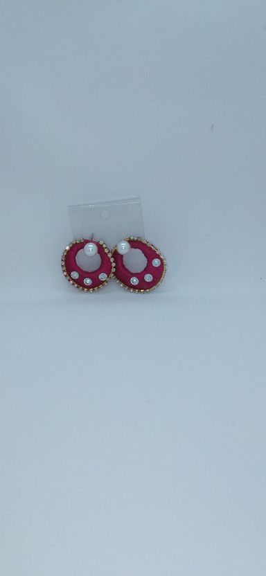 chandbali silk thred earring Beads Fabric Stud Earring