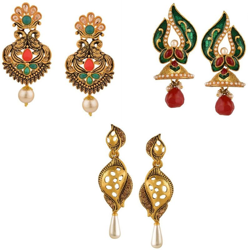 Antique Gold Danglers Crystal Alloy Drops & Danglers