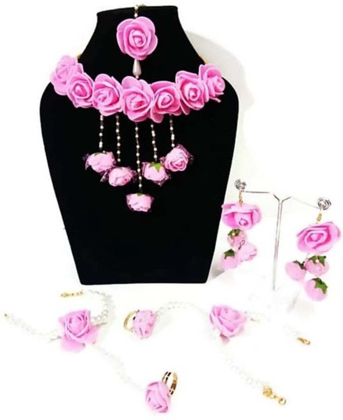 Fabric, Plastic Pink Jewel Set  (Pack of 1)