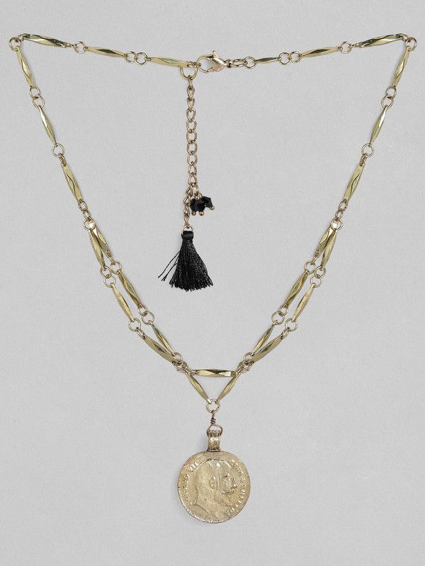 Antique Gold Plated Layered Minimal Boho Necklace Gold-plated Plated Alloy Necklace