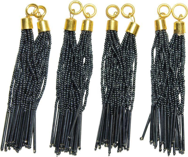 Fashionhaat Stylish and Ethnic Acrylic Grey Pearls Tassel Women's Ethnic Work Hanging Grey Latkan for Saree Blouse Dupatta Lehenga Gowns (Set of 4 pairs) Brooch  (Grey)