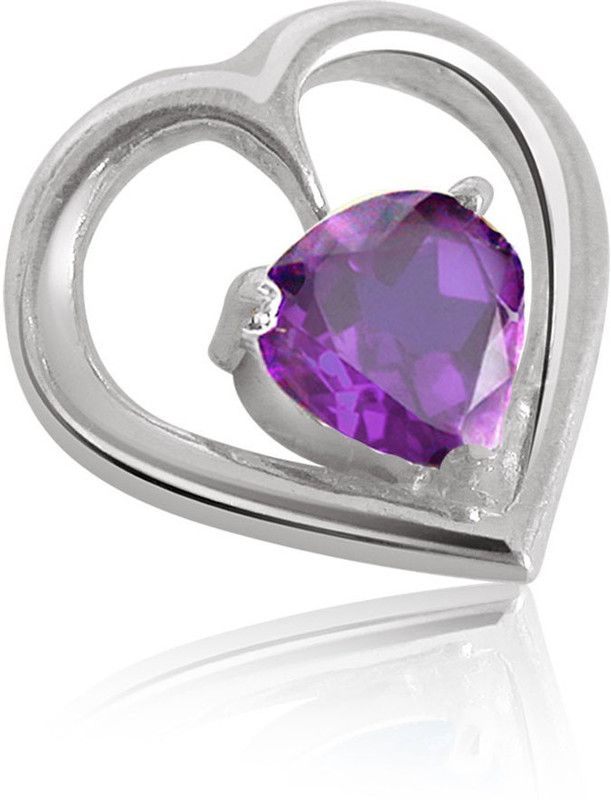 Heart Shape Purple Amethyst & Sterling Silver Pendant for Girls (SDS48) Sterling Silver Amethyst Silver Pendant