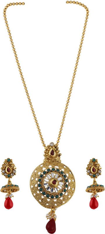 Metal, Copper, Alloy Gold-plated Gold, Red Jewel Set  (Pack of 1)