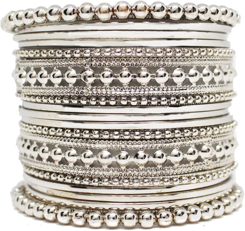 Alloy Silver Bangle Set  (Pack of 20)
