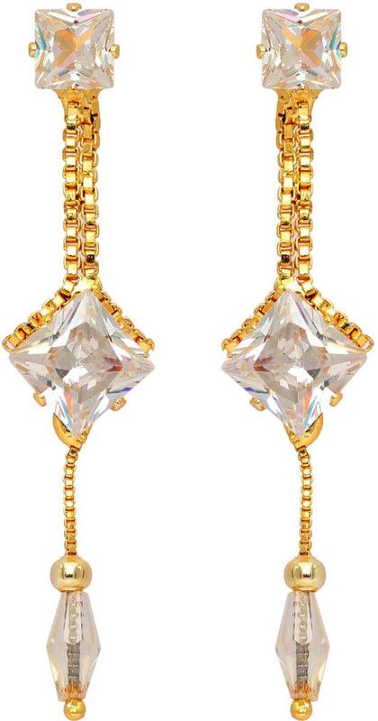 Beautifull White Color Rhinestone Gold Plated Earrings For Diwali Alloy Jhumki Earring
