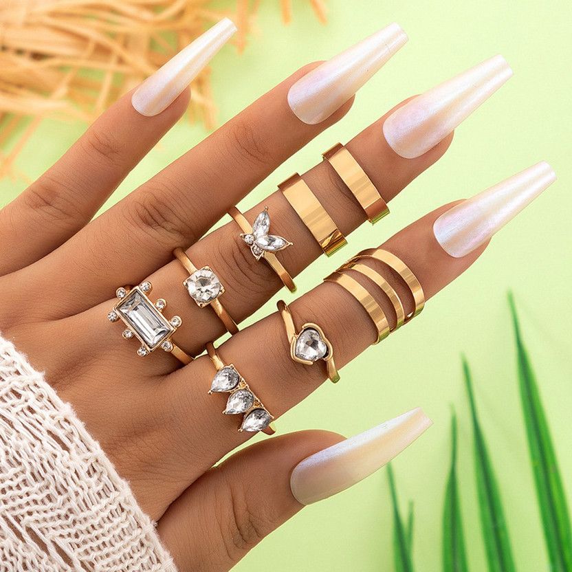 Trendy Fashion Collection Alloy Gold Plated Ring Set