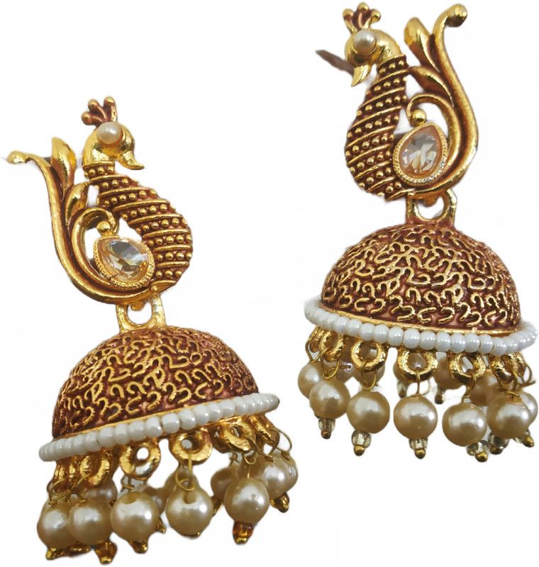 Kundan Statement Chandbali Earrings Alloy Chandbali Earring Brass Jhumki Earring