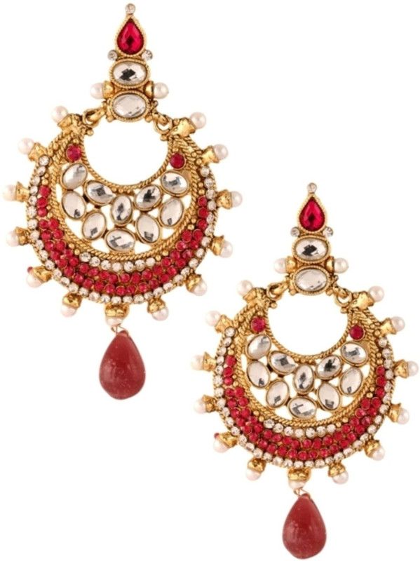 1303737R Zircon Alloy Chandbali Earring