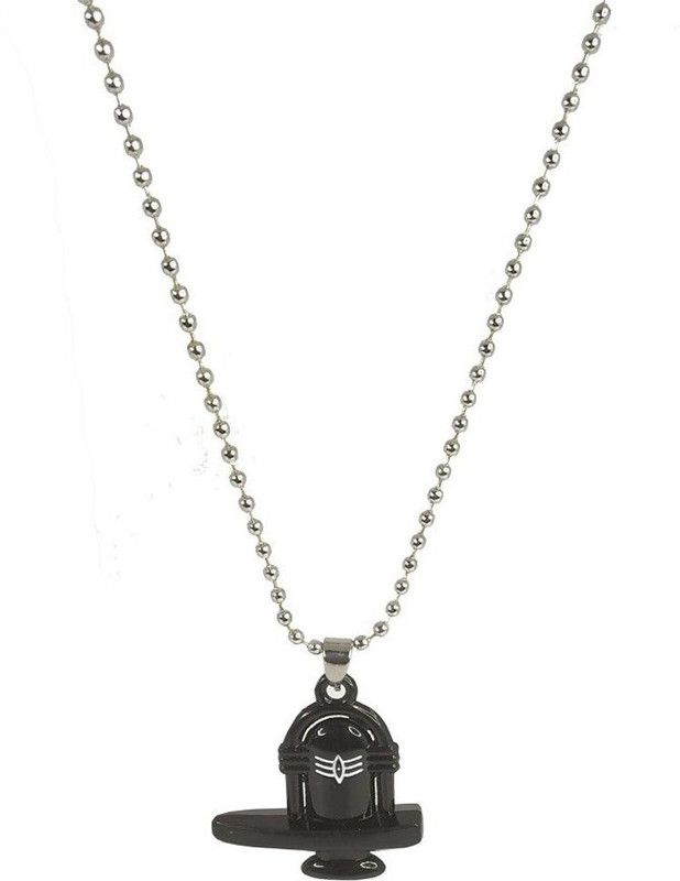 Unisex Metal Fancy & Stylish Black Color Solid Mahadev Bolenath Mahakal Lord Shiva Bahubali Shivling Locket Pendant Necklace With Chain Religious Spiritual Jewellery Set Metal Pendant Set