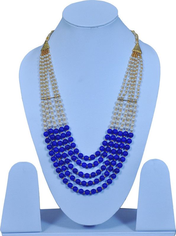 Fabric Blue Jewel Set  (Pack of 1)