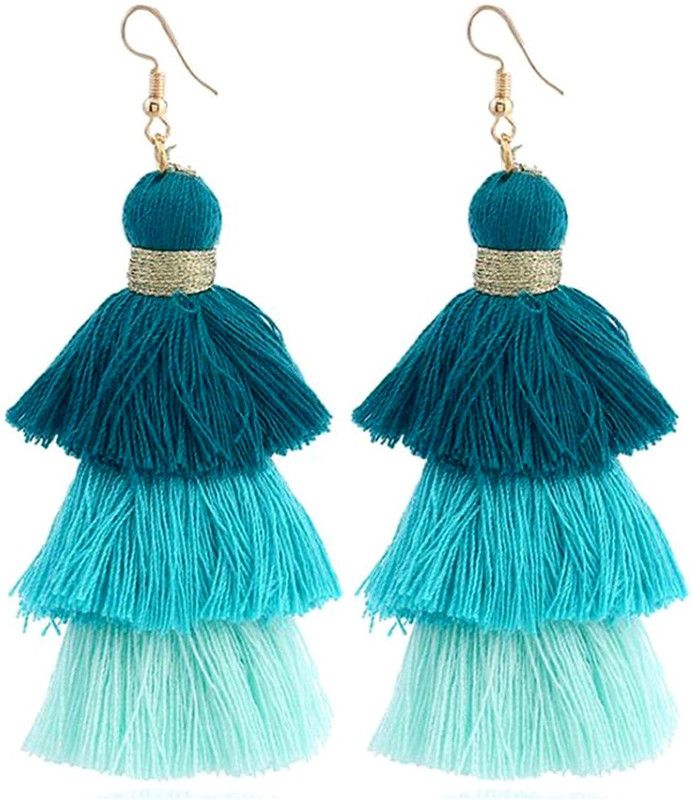 3 layer Fabric Tassel Earring