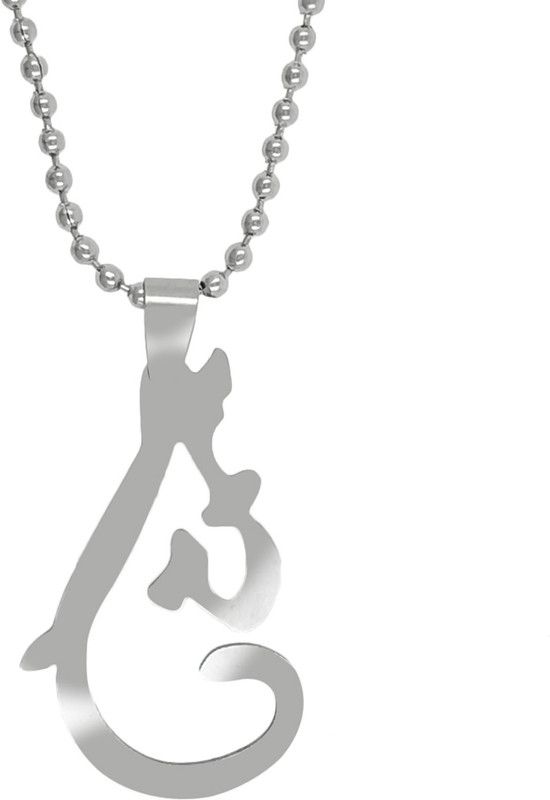 Chintamani Ganpati Stainless Steel Pendant Set Rhodium Metal Pendant