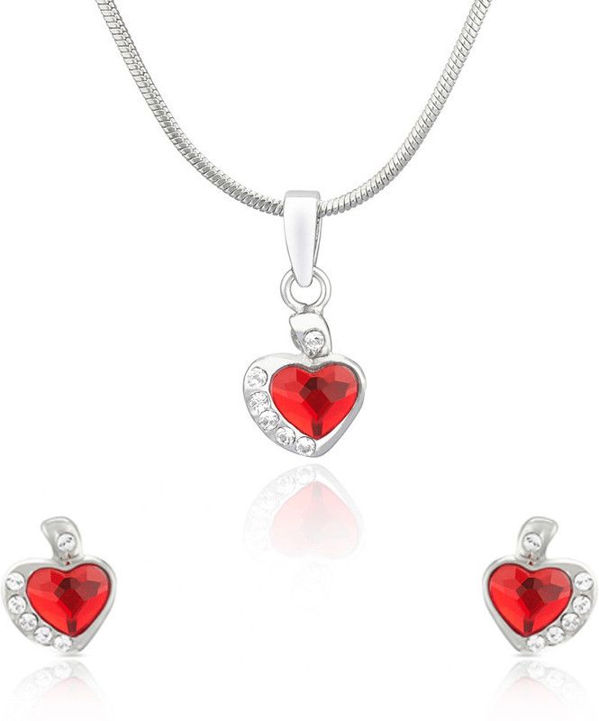 Brass, Alloy Rhodium White, Red Jewel Set  (Pack of 1)