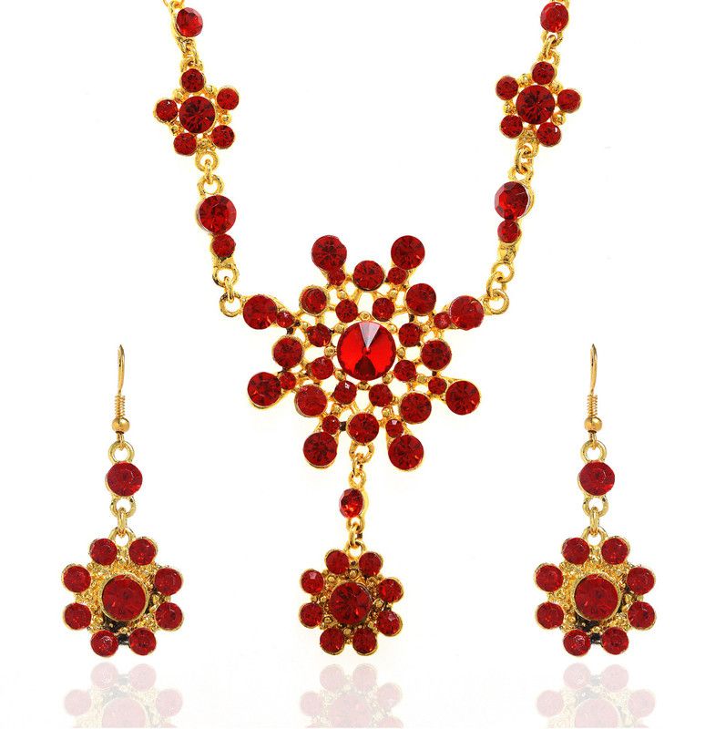 Plastic Gold-plated Red Jewel Set  (Pack of 1)