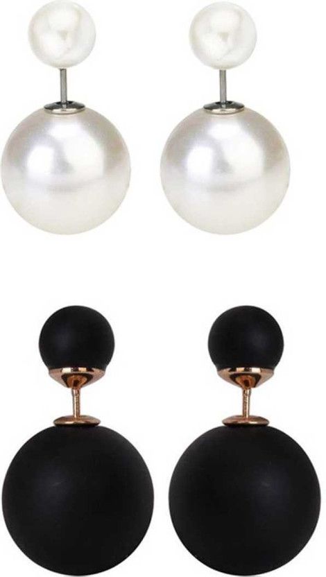 Blacl pearl studs Metal Stud Earring