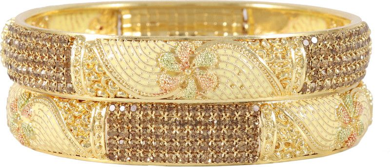 Brass Zircon Gold-plated Kada  (Pack of 2)