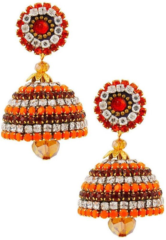 Designer Multicolor Handcrafted Diamond Chain Jhumka Paper Jhumki Earring