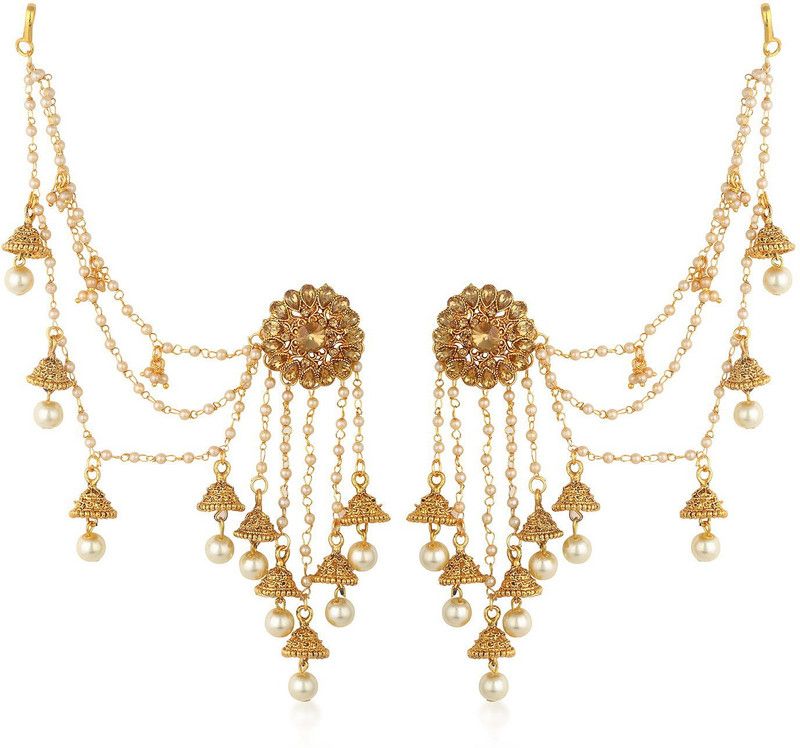Sukkhi Glorious Gold Plated Bahubali Inspired Long Chain Jhumki Earrings For Women Alloy Cuff Earring