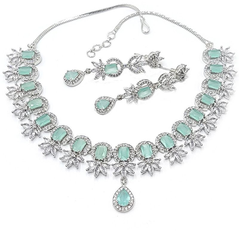 Copper Silver, Green Jewel Set  (Pack of 1)