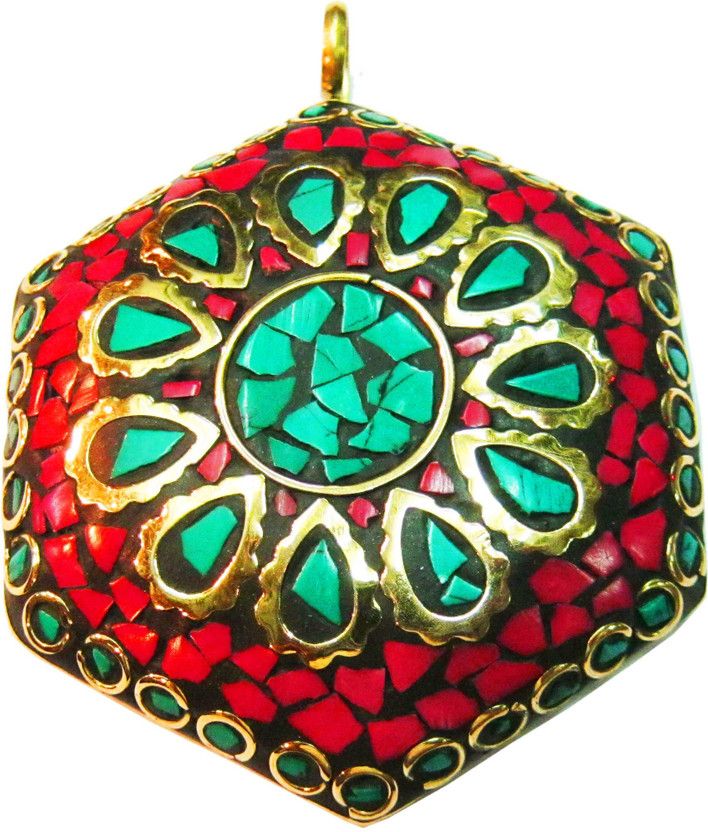 Gems Gold-plated Turquoise Stone, Silver, Alloy Pendant
