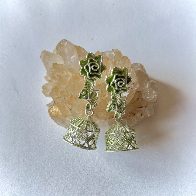Green jhumka Brass Jhumki Earring