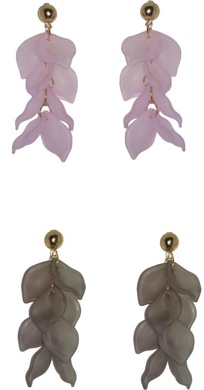 Prakritee Pair of Floral Gold Tonned Pink Earring & Pair of Floral Gold Tonned Light Black Ear Ring Alloy Drops & Danglers