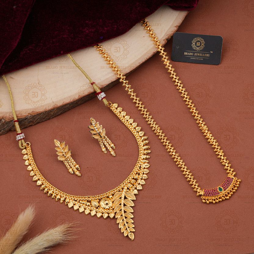 Brass Gold-plated Gold Jewel Set  (Pack of 2)
