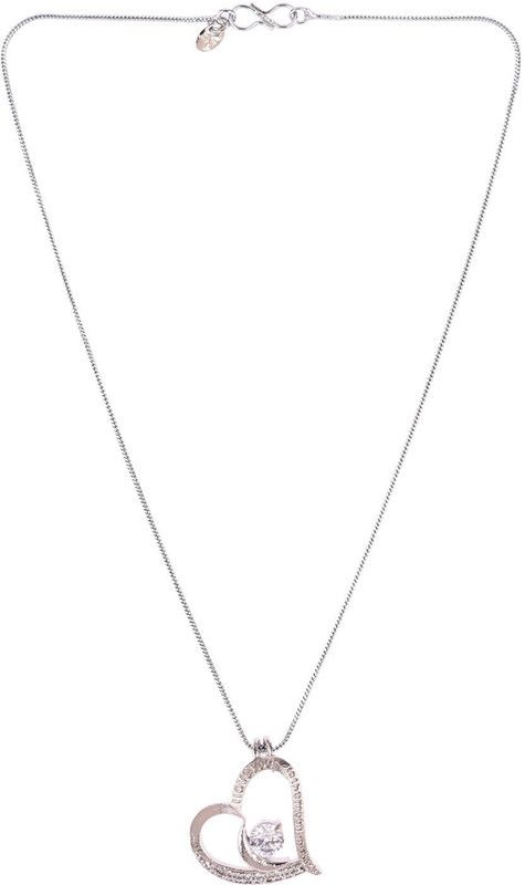 Love Pendent Chain Rhodium Cubic Zirconia Alloy Pendant