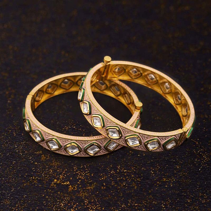 Brass Gold-plated Bracelet Set  (Pack of 2)