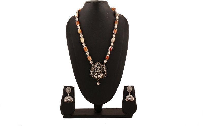 Crystal Silver Silver, Brown Jewel Set  (Pack of 1)