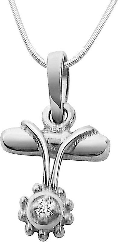 Lovable - Real Diamond & Sterling Silver Pendant with 18 IN Chain (SDP60) Sterling Silver Diamond Sterling Silver Pendant
