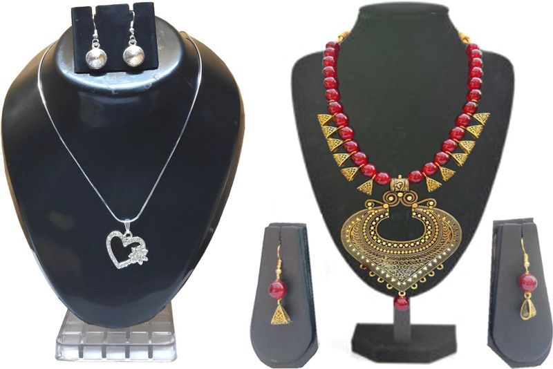 Metal Gold-plated Red, Gold, White Jewel Set  (Pack of 1)